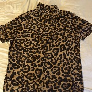 SHEIN 2XXL Cheetah Print Short Sleeve Shirt.